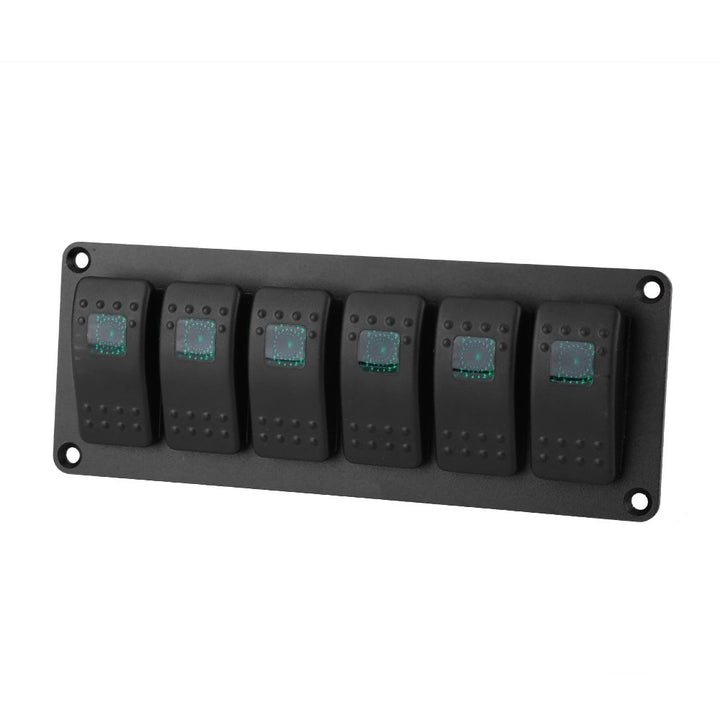6 Gang LED Switch Panel, 12-24V 6 Gang Schalter Rocker Switch Panel Wippschalter Panel LED Switch Pa