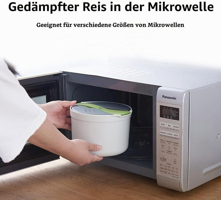 Mikrowellen Reiskocher, 2L Mikrowellen Dampfgarer für Mikrowelle Reis, PP in Lebensmittelqualität Mi