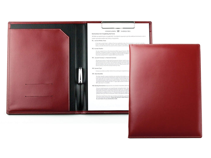 DELMON VARONE - Personalisierbare Klemmbrett Mappe DIN A4 Cambridge Top Grain Leder Rot - Organizer