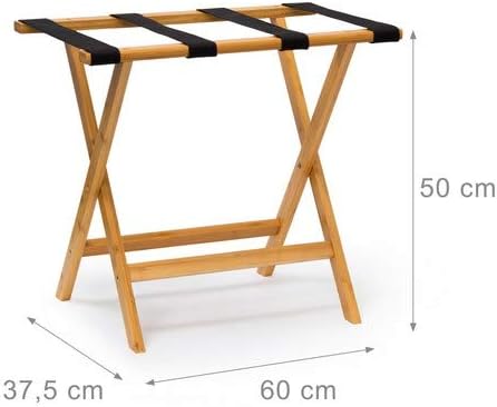 Relaxdays Kofferständer Holz HxBxT 50 x 60 x 37,5 cm Kofferbock aus Bambus mit 4 stabilen Gurten als