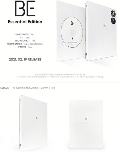 Big Hit Entertainment BTS BE Essential Edition Album PreOrder CD+Poster on Pack+Photobook+Sleeve+Pho