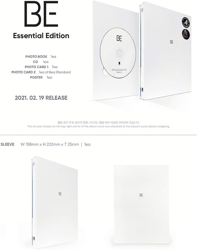 Big Hit Entertainment BTS BE Essential Edition Album PreOrder CD+Poster on Pack+Photobook+Sleeve+Pho