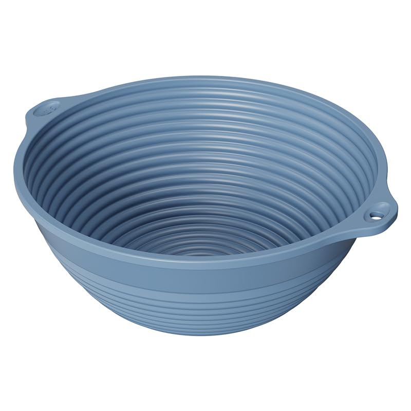 2 Stück Silikon Gärkörbchen für Brot, 29 cm Oval und 25 cm Rund, Eingebauter Verstärkter Stahlfelgen