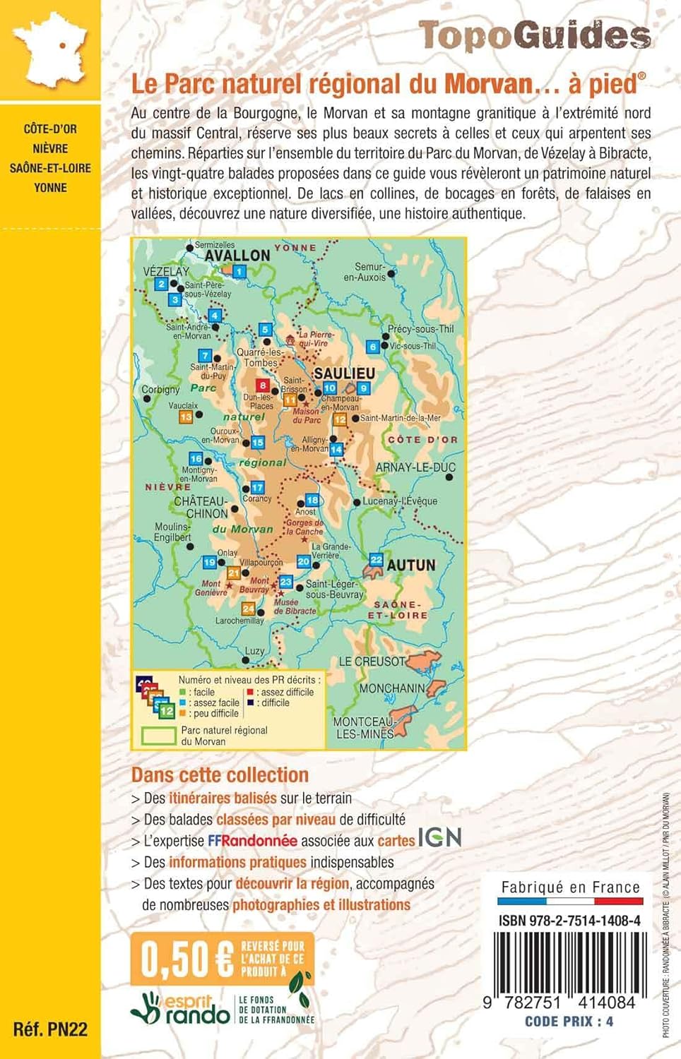Morvan PNR à pied (PN22): 24 circuits dont 3 adaptés à la marche nordique (Promenade & Randonnée), T