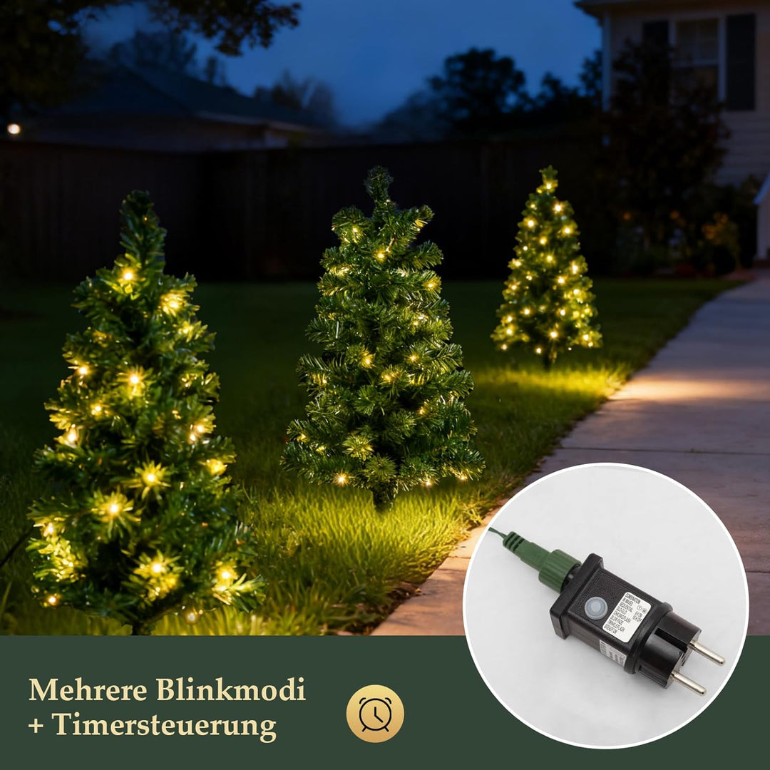 SALCAR 3er-Set Künstlicher Weihnachtsbaum 60cm mit Beleuchtung – PVC Tannenzweige mit Erdspiess, ide