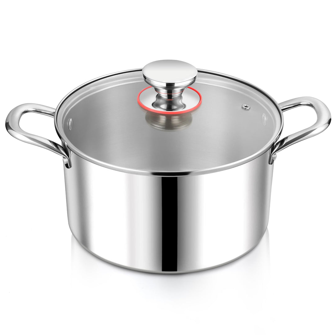 Herogo Kochtopf, Edelstahl Kochtopf Induktion mit Glasdeckel, Ø 26cm / 6,7 L Suppentopf Fleischtopf