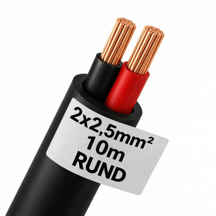 DCSk - 10m KFZ Kabel rund 2 x 2,5 mm² - 2 adriges Anhängerkabel FLYY Fahrzeugleitung - 2 5mm2 2 x 2.