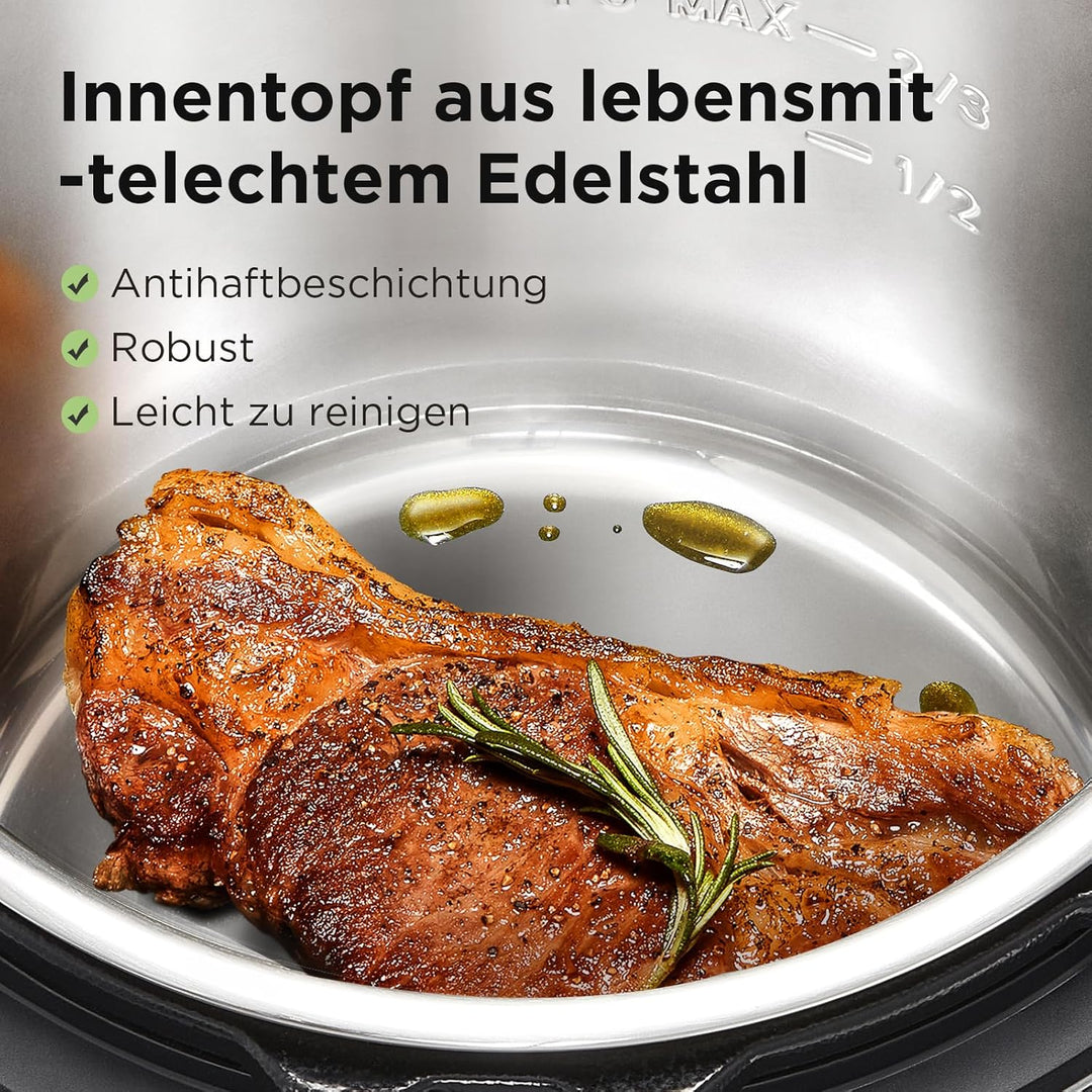 Midea Elektrischer Schnellkochtopf 9-in-1, 12 Voreinstellungen Instant-Multikocher Antihaft-Topf Jog