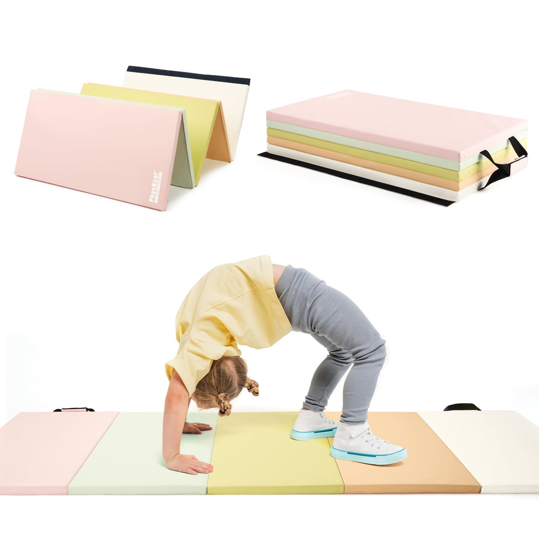 PhysKcal 195 x 75 x 3 cm Klappbare Weichbodenmatte Turnmatte Fitnessmatte Gymnastikmatte mit Tragegr
