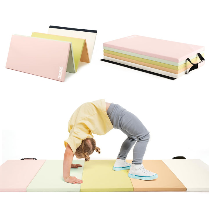 PhysKcal 195 x 75 x 3 cm Klappbare Weichbodenmatte Turnmatte Fitnessmatte Gymnastikmatte mit Tragegr
