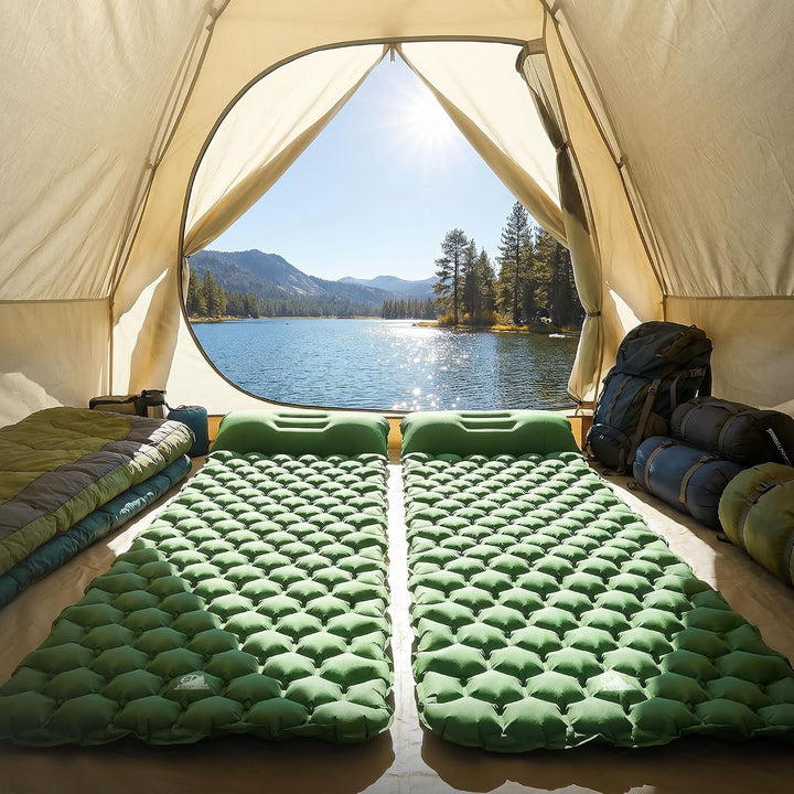 ECD Germany Isomatte Camping, Campingmatte aufblasbar, Luftmatratze Outdoor, Schlafmatte mit integri