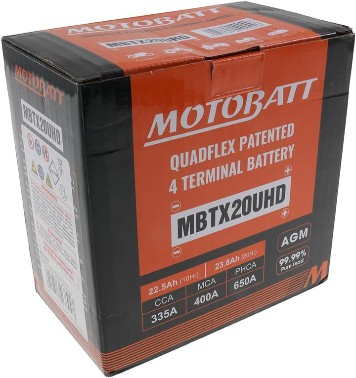 MOTOBATT Batterie 12 V 21 Ah (MBTX20UHD) [wartungsfrei &amp; versiegelt] kompatibel für Harley Davidson