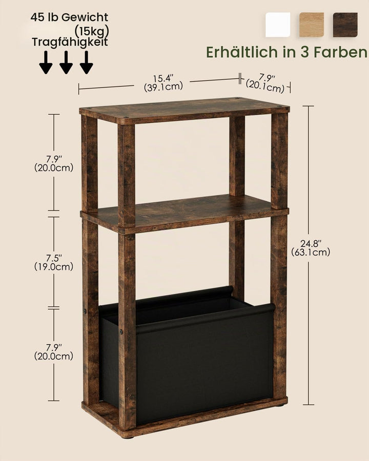 Beistelltisch Schmal mit Stauraum, Schmale Beistelltisch mit Beutel, 3-stufiger schmale Nachttisch,