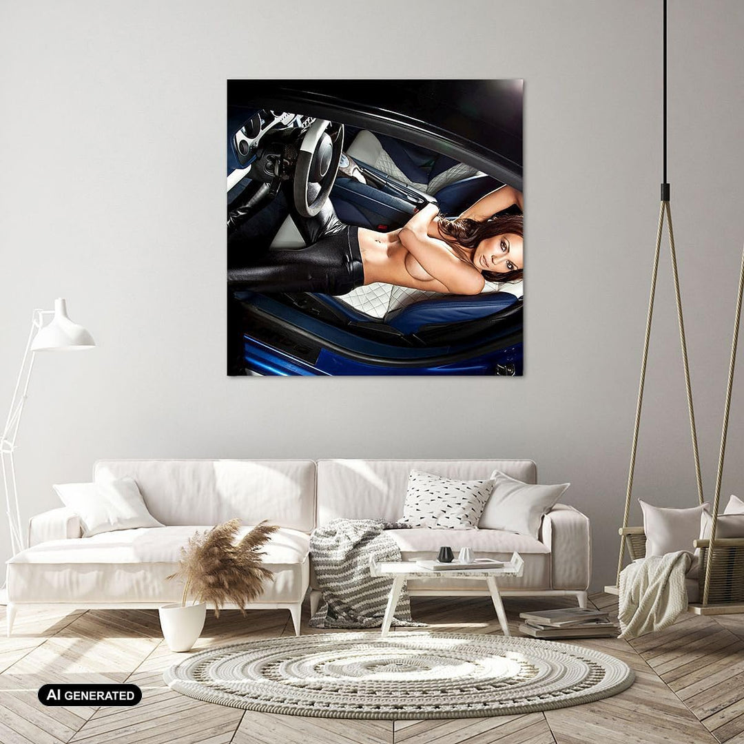 Bilder auf Leinwand 70x70cm Leinwandbild Schönheit Körper Auto Modell Gross Wanddeko Bild Schlafzimm