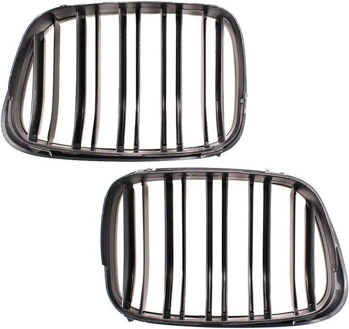 HZTWFC Frontstossstange Doppellamellengrill Glänzend Schwarz Fronthaube Nierengrill Grill ABS Doppel