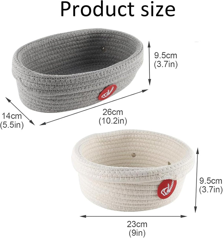 Gärkörbchen Set für Sauerteigbrot – Gärkorb Brot Set mit Oval und Rund, Sauerteig Set mit Baumwollse