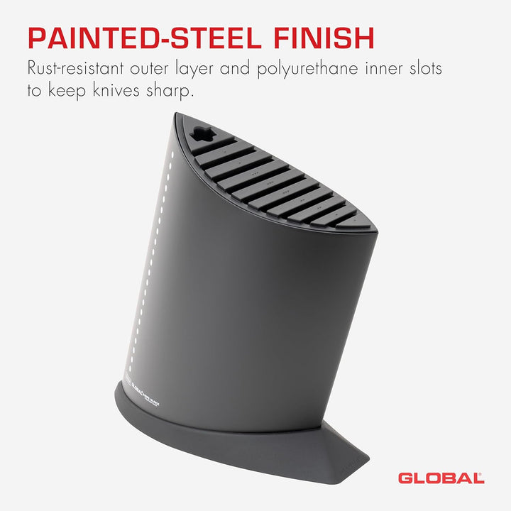 Global GKB-52/CB Messerblock oval, S-Size, schwarz für 9 Messer Farbe 2:, Farbe 2: Schwarz