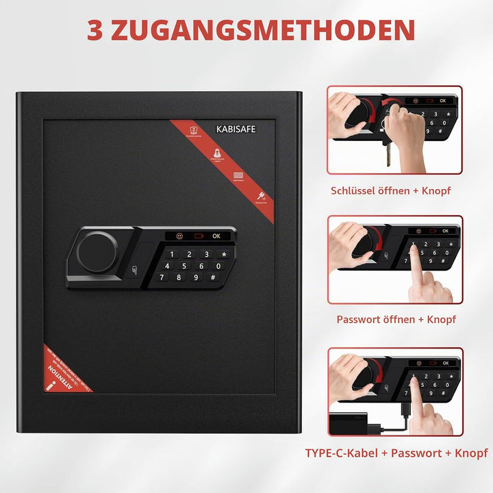 45L Tresor, Grosser Möbeltresor Safe mit Zahlenschloss &amp; Schlüssel, Geldtresor Wandtresor für Gold D
