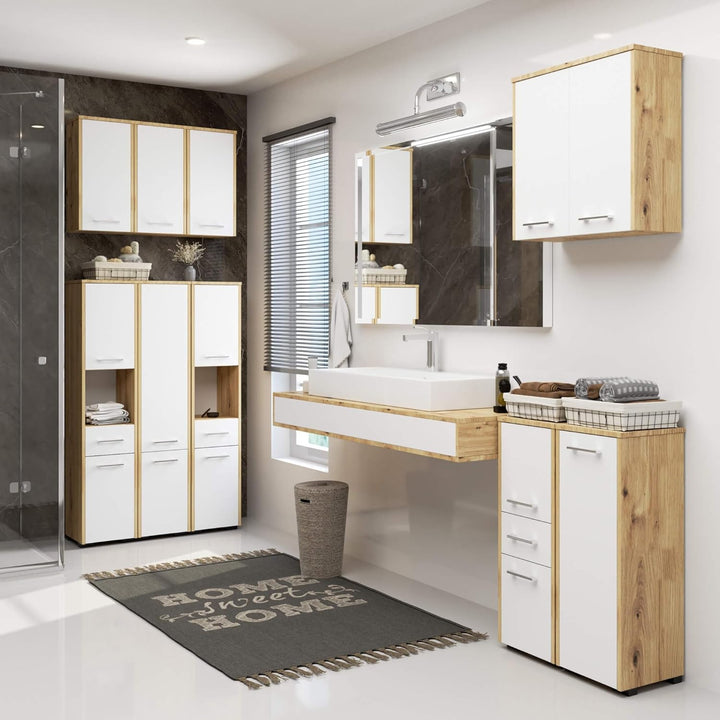 AKORD Stehender Badezimmerschrank schränke | Badezimmer kommode | FIN S30 eintürig | B30 x H82 x T30