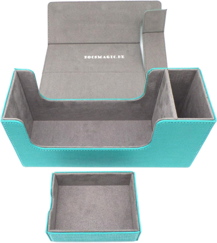 docsmagic.de Premium Magnetic Tray Long Box Mint Small + 2 Flip Boxes - Aqua Small + 2 Flip Boxes Aq
