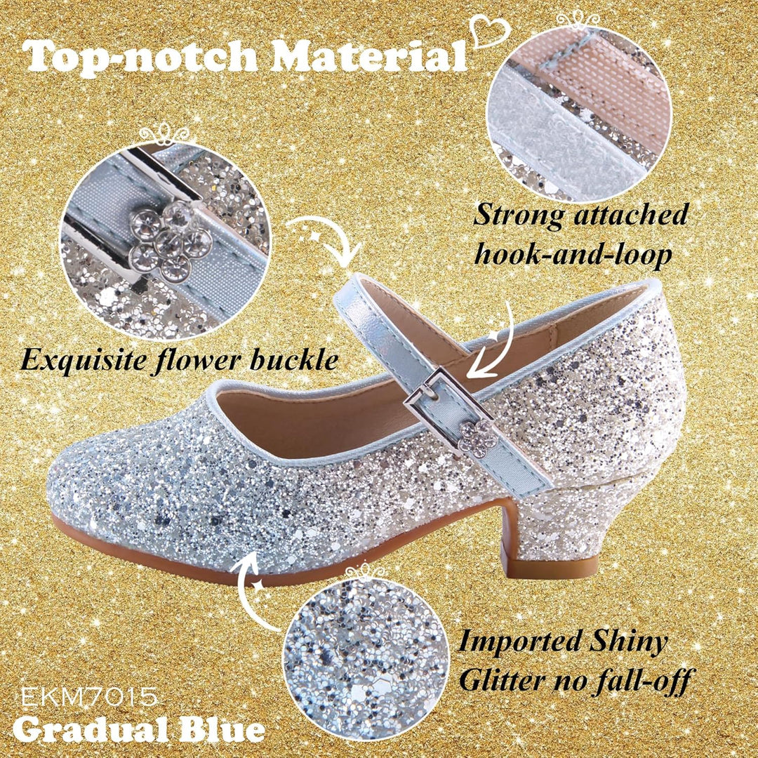EIGHT KM EKM7015 Mädchen High Heel Kleid Schuhe Mary Jane Prinzessin Hochzeit Pumps Funkelnder Glitz