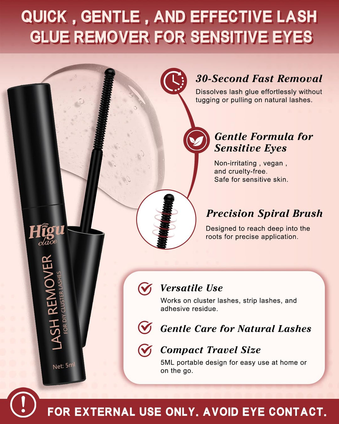 Higu clace Lash Bond &amp; Seal Set mit Remover – Wimpernkleber &amp; Entferner für Cluster Lashes &amp; DIY Wim