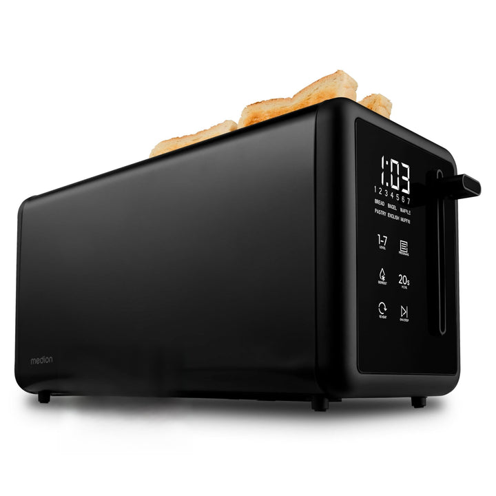 MEDION Toaster 4 Scheiben mit Brötchenaufsatz (7 Bräunungsstufen, 5 Automatikprogramme, 1.450 Watt,