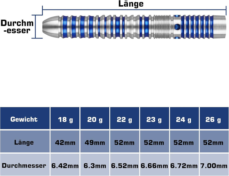 WIN.MAX Dartpfeile mit Metallspitze 90% Tungsten 3 Stück 90% Wolfram Stahl Darts 16-28 Gramm Dart pr