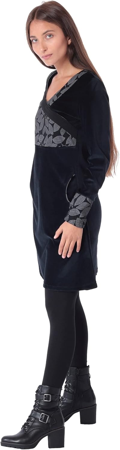 Kleid Alternatives Samtkleid dr36, Schwarz