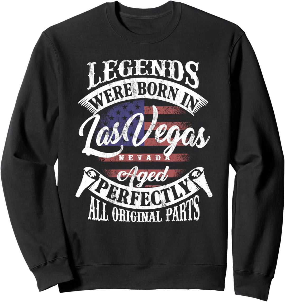 Legends Were Born In Las Vegas Nevada Vintage Birthday Sweatshirt