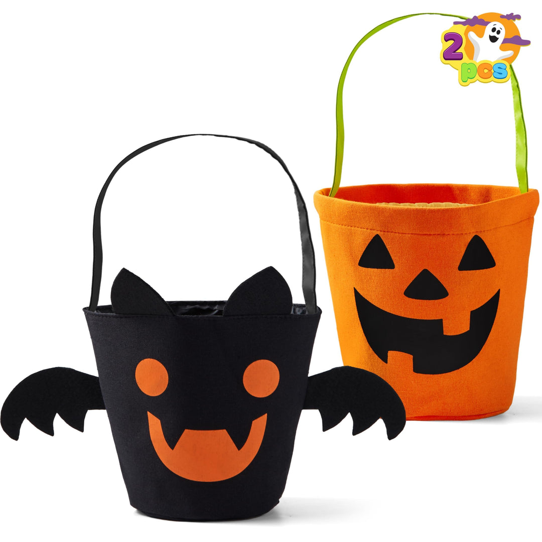 JOYIN Halloween-Fledermaus- und Kürbis-Süssigkeiten-Eimer-Set, wiederverwendbare Filz-Süsses-oder-Sa