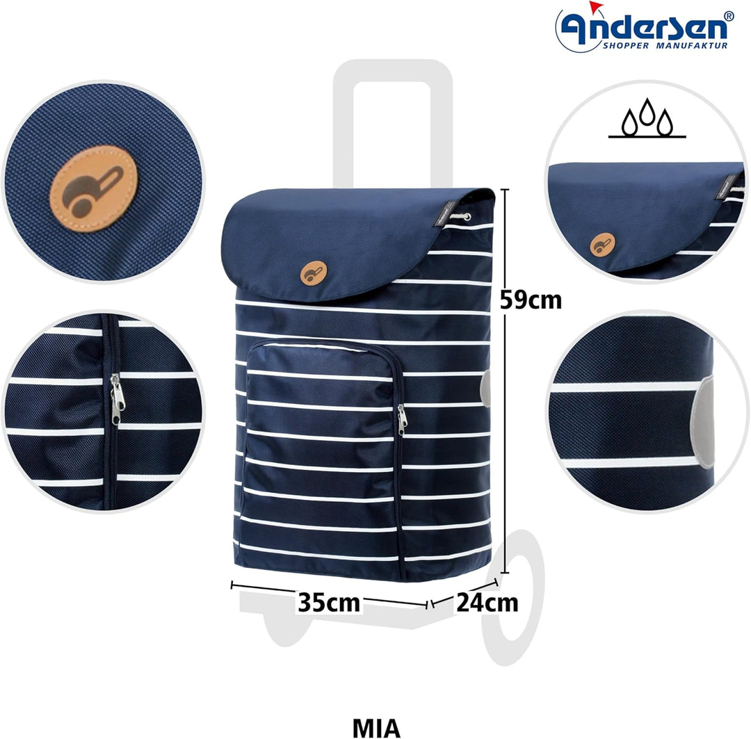 Andersen Shopper Unus Fun Alu mit Rad Ø 17cm und 41 Liter Tasche Mia blau, Mia Blau