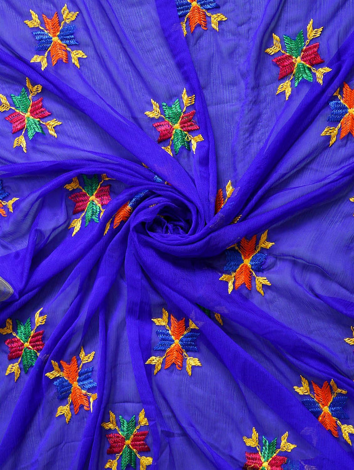 Weavers Villa Damen-Schal, indisches Handwerk, Dupatta, bestickt L Blau, L Blau