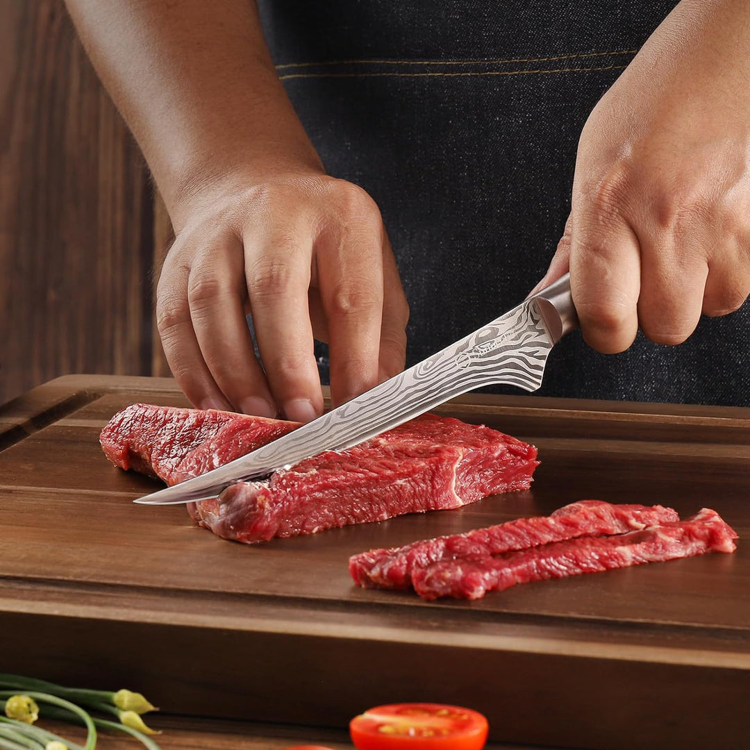 Sunnecko 15cm Filetiermesser Küchenmesser Kochmesser Profi Messer - Fleisch Profi Küchenmesser Messe