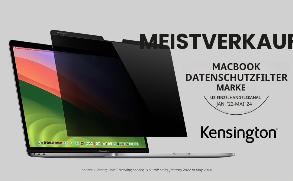 Kensington MagPro™ Elite Magnetischer Blickschutzfilter für MacBook Air 13.6" (2022), Magnetische Sc