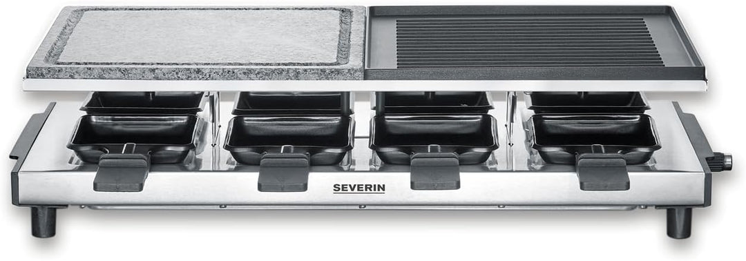 SEVERIN Raclette-Grill mit Naturgrillstein und Grillplatte, Raclette mit antihaftbeschichteter Grill