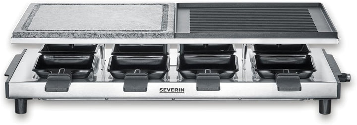 SEVERIN Raclette-Grill mit Naturgrillstein und Grillplatte, Raclette mit antihaftbeschichteter Grill