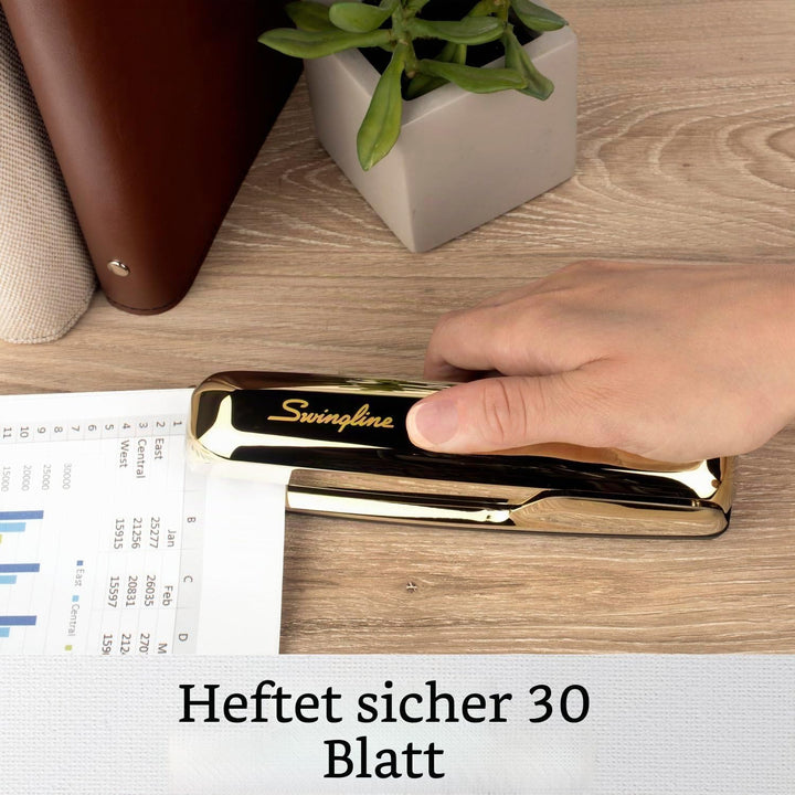 Swingline Heftgerät, 30 Blatt Kapazität, 747 Business Hefter, staufrei, Metall, Gold Chrom (74721) g