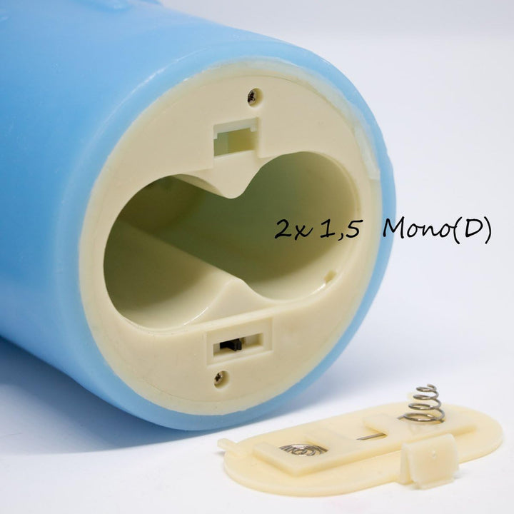 Dekovita 42cm Holz-Laterne - Gartenlaterne inkl. 23m LED Echtwachs-Kerze Blau Wachstropfen mit 5h-Ti