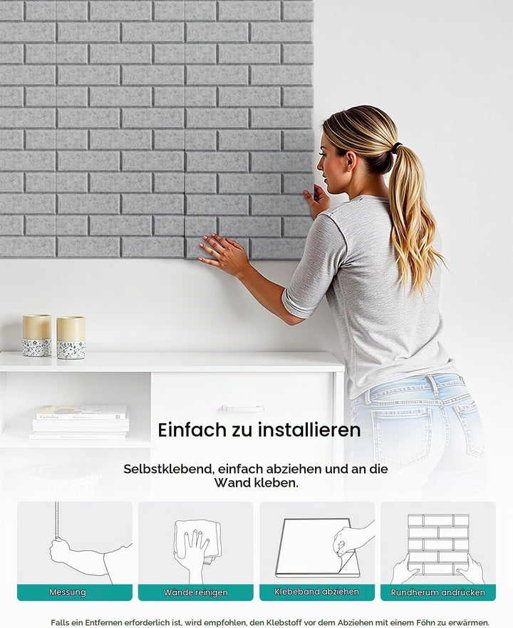 Soundsbay Akustikplatten selbstklebend 18 Stück, Schalldämmung Schallschutz Wand hoher Dichte Ziegel