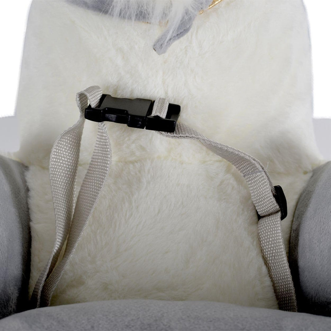 Moni Plüsch Einhorn Schaukeltier Moon WJ-6188, Handgriffe aus Holz Musikfunktion weiss, Weiß