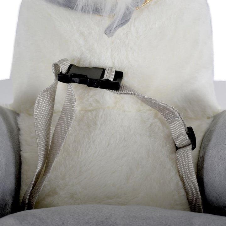 Moni Plüsch Einhorn Schaukeltier Moon WJ-6188, Handgriffe aus Holz Musikfunktion weiss, Weiß