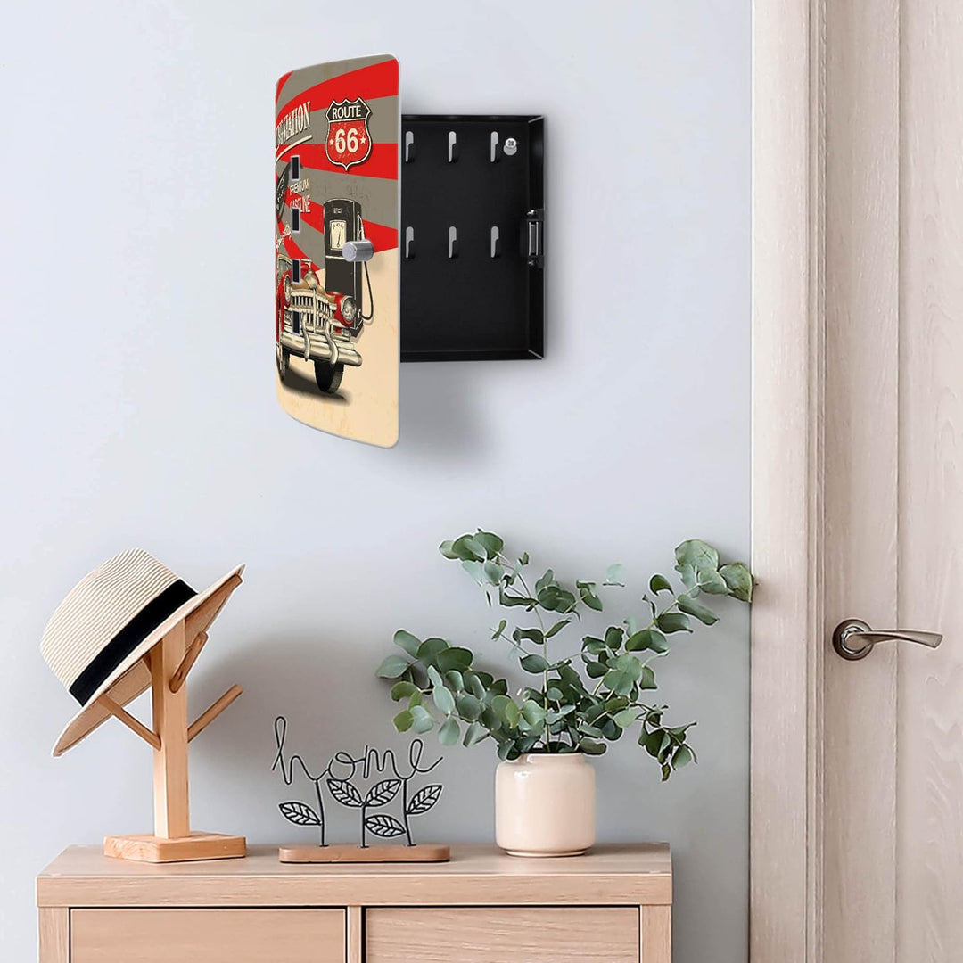 banjado® Design Schlüsselkasten aus Edelstahl Motiv Filling Station für 10 Schlüssel - Schlüsselschr