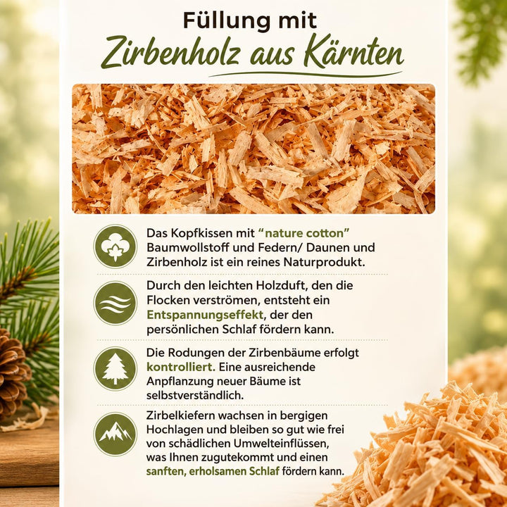 Zirbenholz Betten-Set, Set A Klimafaser, 2 x Decke 135x200 cm | Kissen &amp; Decken mit Zirbenholz, Klim