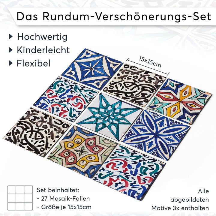 PVC Klebe-Fliesen für - [ Boden Fliesen ] - Aufkleber Folie Sticker für Boden-Fliesen - Küche oder B