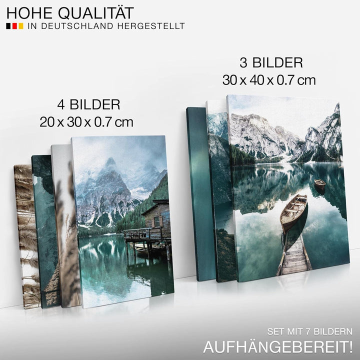 Novart Wandbilder Natur Berge See - KOMPLETT AUFHÄNGFERTIG - Aurora Grün Wohnzimmer Schlafzimmer- 7