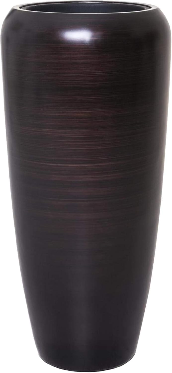 VIVANNO Pflanzkübel Pflanzgefäss Bodenvase exklusiv CAVITA Schwarz Braun Seidenmatt (75x34) Schwarz