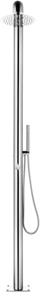 Gartendusche 225 cm Edelstahl Chrom-Zinkknopf Handbrause Pooldusche Campingdusche Aussendusche Campi