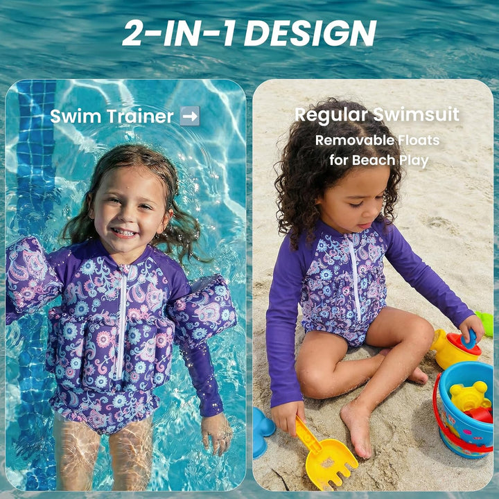 Badeanzug Baby Mädchen mit Floatation Kleinkind Schwimmtraining Hilfe Schwimmende Badeanzug Langarm
