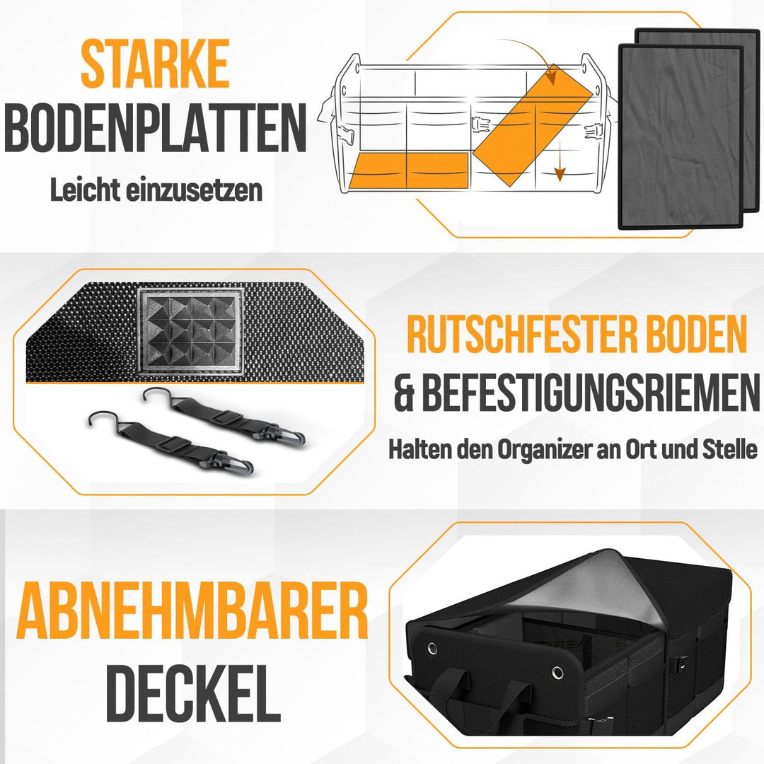 FORTEM Kofferraum Organizer, Kofferraumtasche, Zusammenklappbarer Auto Organizer Kofferraum mit Fäch
